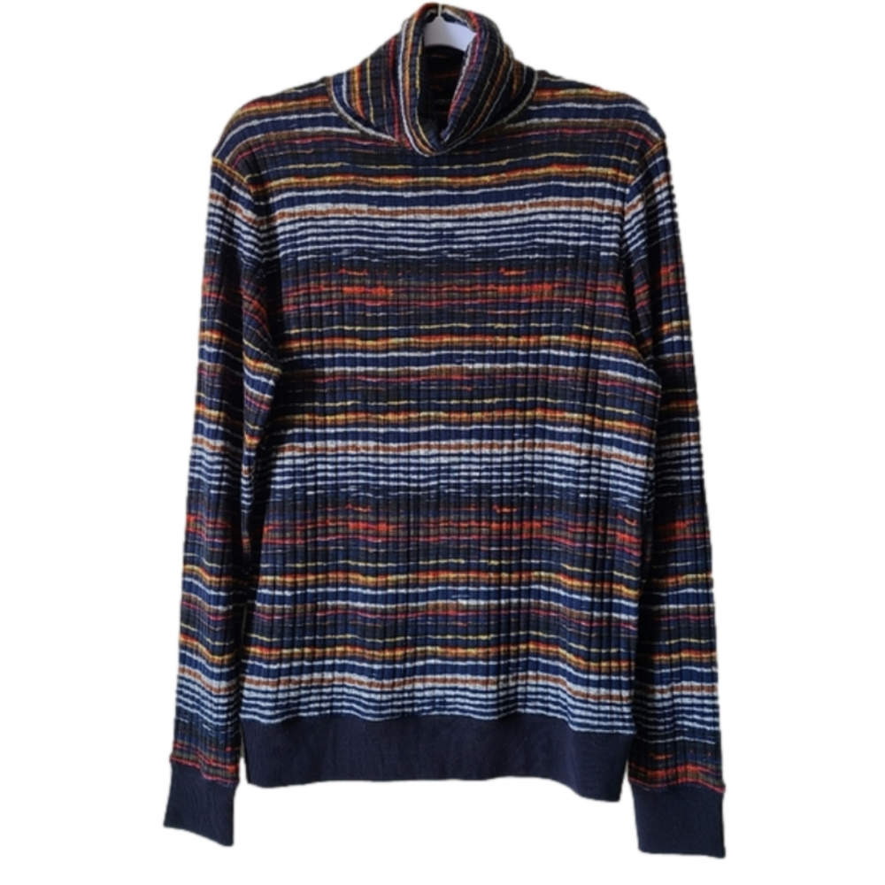 Paisley & Gray Mens Slim Fit 1970s Style Multicolor Turtleneck Sweater Size M